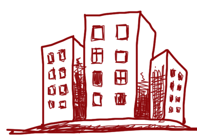 Red building drawing